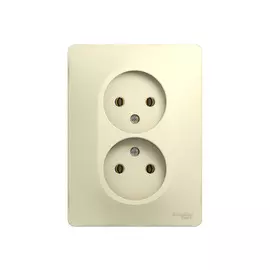 розетка 2 поста SCHNEIDER ELECTRIC Glossa без заземления, бежевый