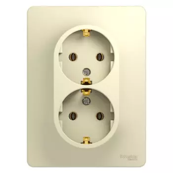 розетка 2 поста SCHNEIDER ELECTRIC Glossa с/з бежевый