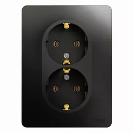 розетка 2 поста SCHNEIDER ELECTRIC Glossa с/з антрацит