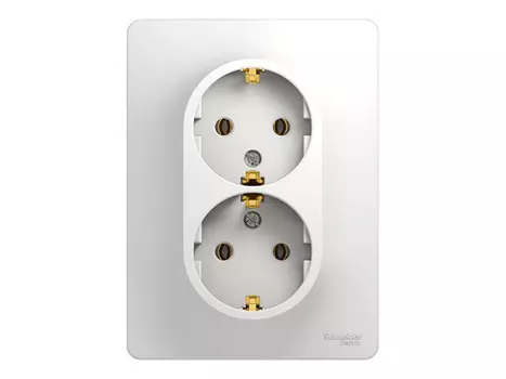 розетка 2 поста SCHNEIDER ELECTRIC Glossa с заземлением, белый