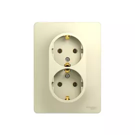 розетка 2 поста SCHNEIDER ELECTRIC Glossa с заземлением, бежевый