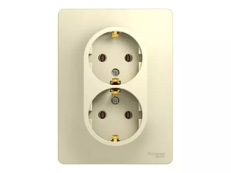 розетка 2 поста SCHNEIDER ELECTRIC Glossa с заземлением, бежевый