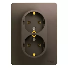 розетка 2 поста SCHNEIDER ELECTRIC Glossa с заземлением, шоколад