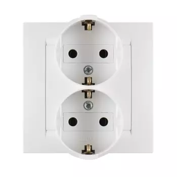 розетка 2 поста SIMON серия 15 с заземлением моноблок белый