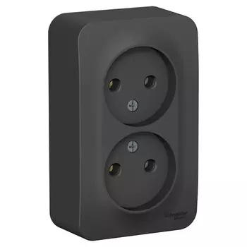 розетка 2 поста SYSTEME ELECTRIC Blanca б/з б/ш 16А 250В антрацит