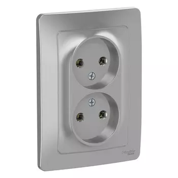 розетка 2 поста SYSTEME ELECTRIC Blanca б/з б/ш 16А 250В алюминий