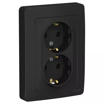розетка 2 поста SYSTEME ELECTRIC Blanca с/з б/ш 16А 250В антрацит