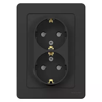 розетка 2 поста SYSTEME ELECTRIC Blanca с/з с/ш 16А 250В антрацит