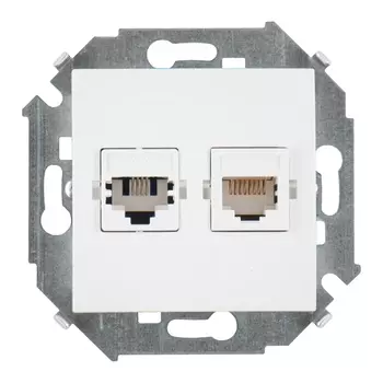 розетка 2 поста телефонная/компьютерная RJ11/RJ45 SIMON, серия 15, белый