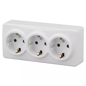 розетка 3 поста Эра Эксперт с/з белый