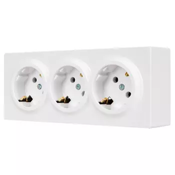 розетка 3 поста LEZARD Leto ПБТ с/з белый