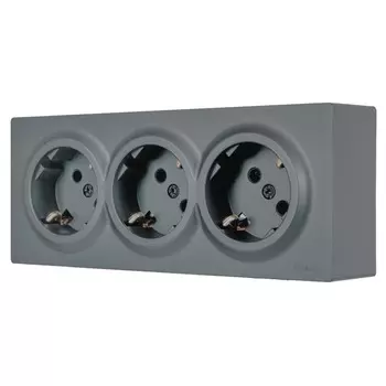розетка 3 поста LEZARD Leto ПБТ с/з графит