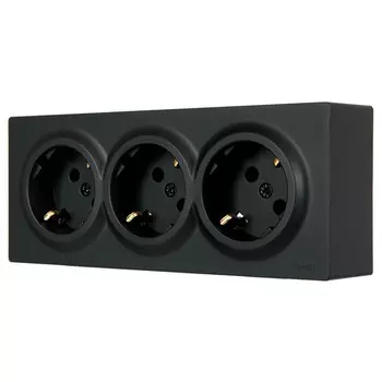 розетка 3 поста LEZARD Leto ПБТ с/з чёрный бархат