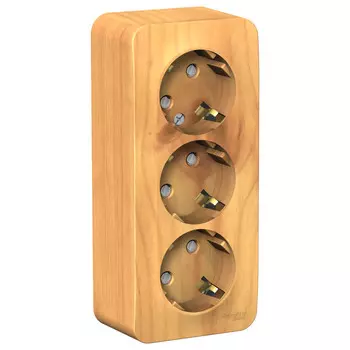 розетка 3 поста SCHNEIDER ELECTRIC Blanca с/з с/ш 16А ясень