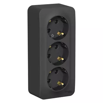 розетка 3 поста SYSTEME ELECTRIC Blanca 3-я с/з б/ш 16А 250В антрацит