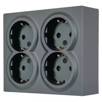розетка 4 поста LEZARD Leto ПБТ с/з графит