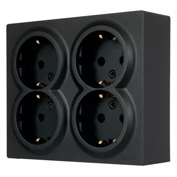 розетка 4 поста LEZARD Leto ПБТ с/з чёрный бархат