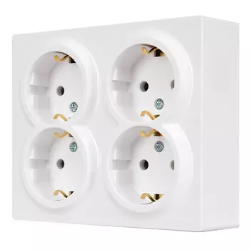 розетка 4 поста LEZARD Leto ПБТ с/з белый