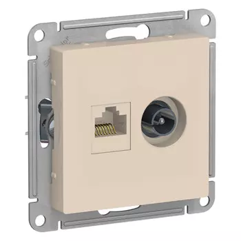 розетка двойная телевизионная и компьютерная SCHNEIDER ELECTRIC Atlas Design RJ45 категория 5е бежев