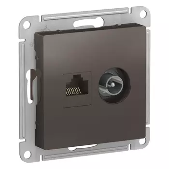 розетка двойная телевизионная и компьютерная Atlas Design RJ45+tv категория 5е мокко