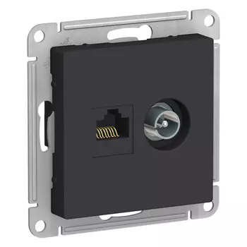 розетка двойная телевизионная и компьютерная Atlas Design RJ45 категория 5е карбон