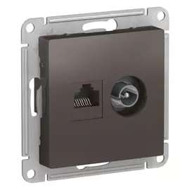 розетка двойная тв + компьютерная Atlas Design RJ45+tv категория 5е, мокко