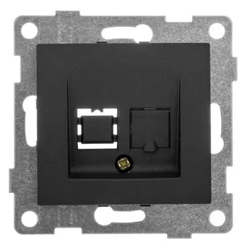 розетка компьютерная 1 пост GUSI Bravo RJ45 графит