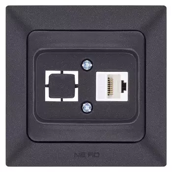 розетка компьютерная 2 пост NE-AD Aras гнездо с заглушкой металлик черный