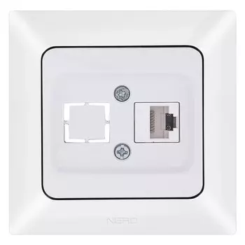 розетка компьютерная 2 пост NE-AD Aras гнездо с заглушкой белый