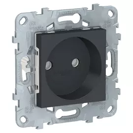 розетка SCHNEIDER ELECTRIC Unica Studio без заземления, с защитной шторкой, антрацит
