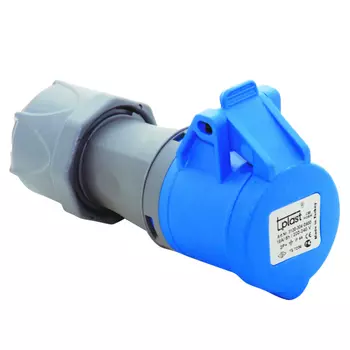 розетка силовая кабельная 2P+E 16A IP44 серый