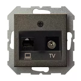 розетка TV/компьютерная RJ45 LIREGUS Epsilon, антрацит