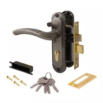 ручка дверная с замком AVERS 0827/60-AB м/о 50мм бронза 1ригель