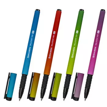 ручка шариковая BRAUBERG Soft touch grip Grade neon 0,7мм синяя мягкое покрытие