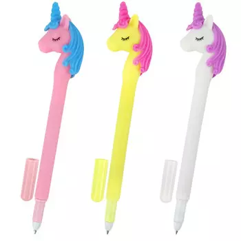 ручка шариковая ЮНЛАНДИЯ Funny Softy Единорог 0,35мм синий