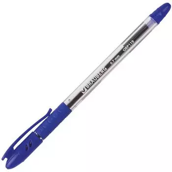 ручка шариковая масляная BRAUBERG Glassy 0,35мм с грипом синий