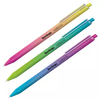 ручка шариковая синяя Berlingo Radiance автомат 1мм в асс-те