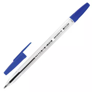 ручка шариковая синяя STAFF C-51 0,5мм прозрачный корпус