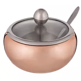 сахарница AGNESS 560мл c ложкой нерж.сталь, стекло