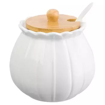 сахарница Айсберг 350мл с ложкой фарфор, бамбук
