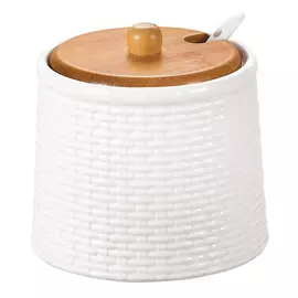 сахарница ATMOSPHERE Factura 350мл с ложкой фарфор, бамбук