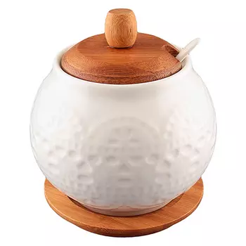 сахарница Белый узор 600мл керамика, дерево