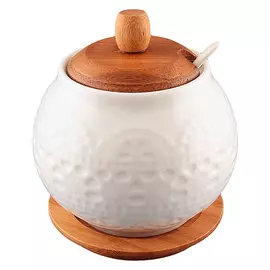 сахарница Белый узор 600мл керамика, дерево
