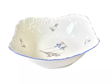 салатник CMIELOW Рококо Гуси квадр. 24х24см 3,5л фарфор