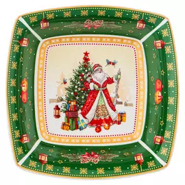 салатник LEFARD Дед мороз 15,5см 0,2л квадратный фарфор зеленый