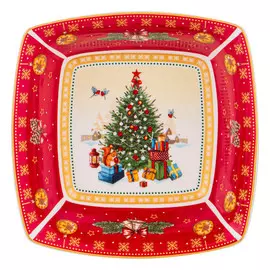 салатник LEFARD Елка 15,5см 0,2л квадратный фарфор красный