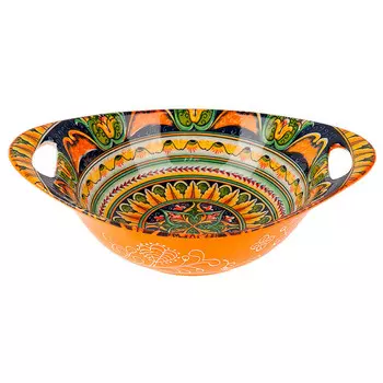 салатник NOUVELLE HOME Arabesque 22х15,5см 0,6л с ручками фарфор желтый