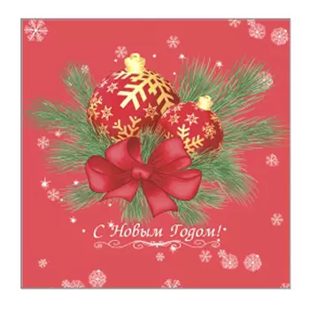 салфетки BOQUET Новогодние шары на красном 3-слойные 24х24см 25шт