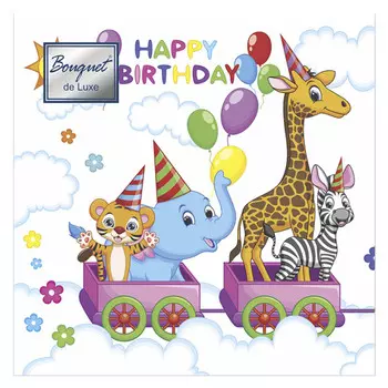 салфетки BOQUET Зоопарк 3-слойные 24х24см 25шт