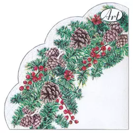 салфетки BOUQUET Rondo Новогодний венок-3 3-слойные 32см 12шт круглые